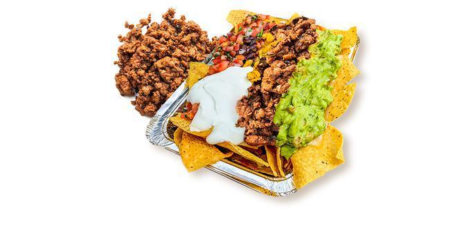 Impossible Beef Nachos · Corn tortilla chips loaded with melted cheese and choice of toppings