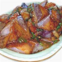 GARLIC EGGPLANT - spicy · Asian eggplant sauteed with fresh green pepper and onion. Spicy. order does not come with rice