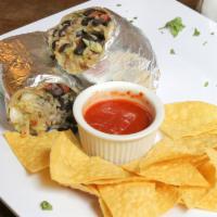 Chicken Burrito · Served with choice of flour or wheat tortilla. Filled with rice, beans, cheese, pico de gall...