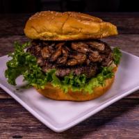 Hippo Mushroom Burger · 1/2 lb. Angus beef, mayo, lettuce, mushrooms, grilled onions and swiss cheese.