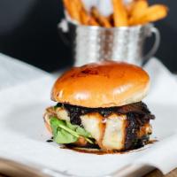 The Shroom Burger Combo · Wagyu patty, Swiss cheese, sauteed mushrooms, sauteed onions, spinach and red wine sauce. In...