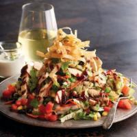 BBQ Chicken Salad · Grilled chicken with corn, black beans, carrots, tomato, green onions, cilantro and crisp co...