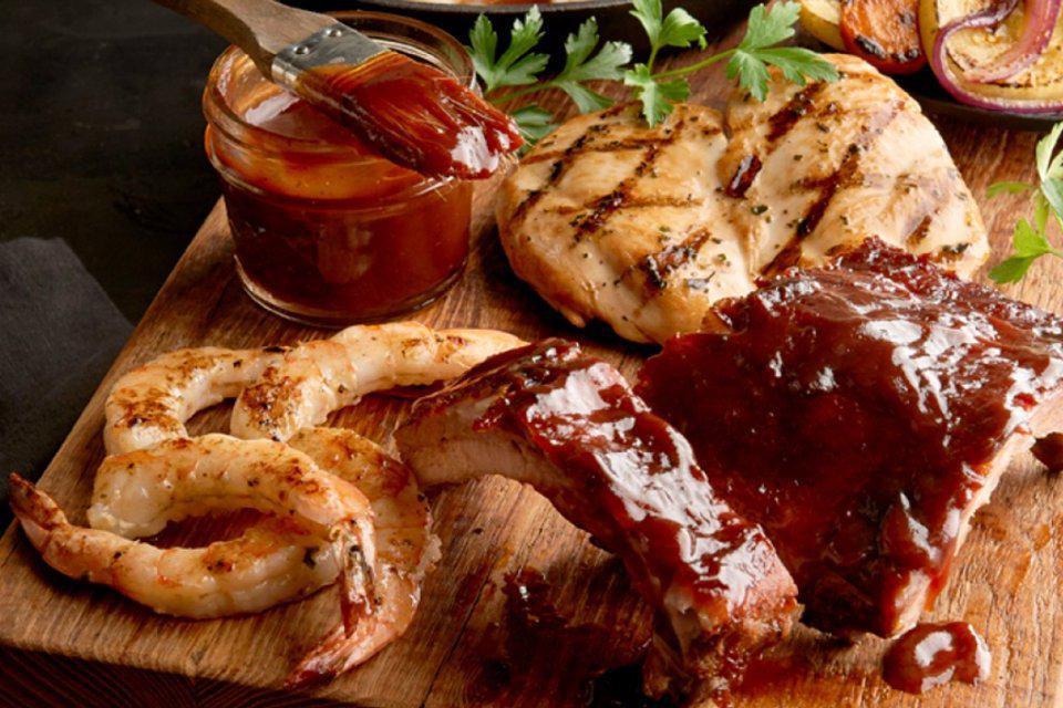 Pick 3 Ore Cart · Grilled Chicken, BBQ Baby Back Pork Ribs, or Roasted Tri-Tip. Served with choice of 2 sides. 