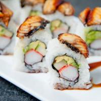 Dragon Roll Standard Rolls · California roll topped with eel.