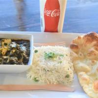 Palak Paneer Combo · Cottage cheese cooked with Spinach and spices in a creamy flavorful sauce. Served with Rice ...