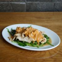 Spinach and Peanut Sauce  · Stir-fried spinach and peanut sauce. Your choice of protein.