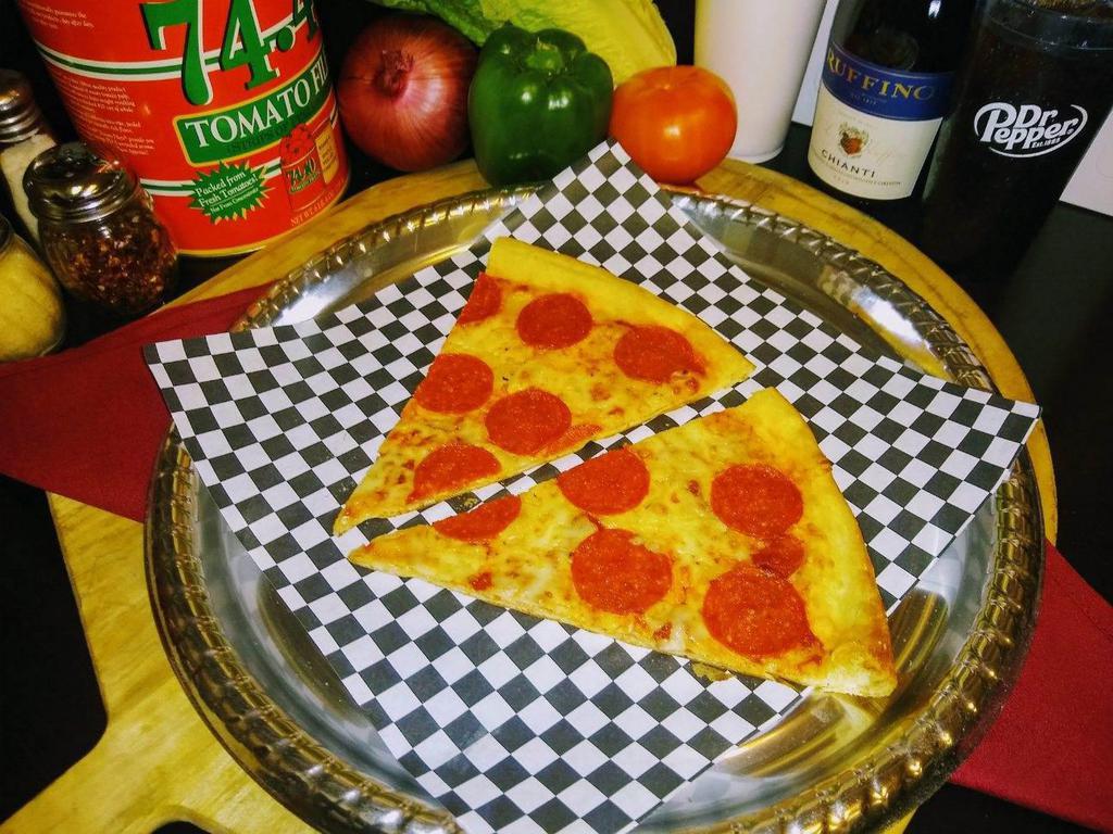 Two Slices Pepperoni and Soft Drink · Two large slices of Traditional Pepperoni Pizza and Soft Drink (Pepsi Products)