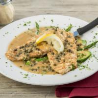 Chicken Picatta · Grilled chicken in a caper, lemon, butter, white wine and garlic sauce. Well balanced and fr...
