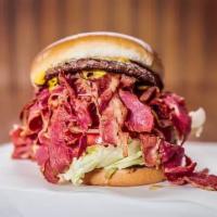 1/4 lb. Tops Special · Cheeseburger with pastrami. Tops homemade Thousand Island dressing, lettuce, tomato, pickle ...