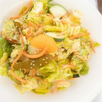 Large Zen Garden Salad · Romaine Hearts / Mandarin Oranges / Green Onions / Toasted Sesame Seeds / Cucumbers / Carrot...