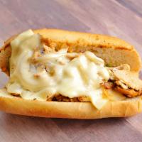 Philly Chicken Combo Sandwich · With 5 oz. thinly sliced USDA choice sirloin and tender chicken breast meat, seasoned and gr...