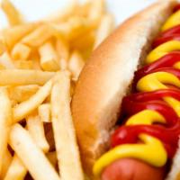 Hot Dog Combo · With fries and drink.