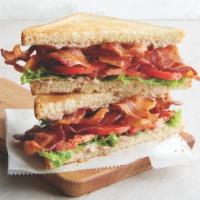 BBLT Sandwich · Bacon, tomato, lettuce, black pepper balsamic aioli, white toast.