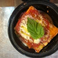 Lasagna Bolognesa · Layer of Homemade Lasagna Pasta with Homemade Bolognese Sauce, Ricotta, Besciamella Sauce, M...