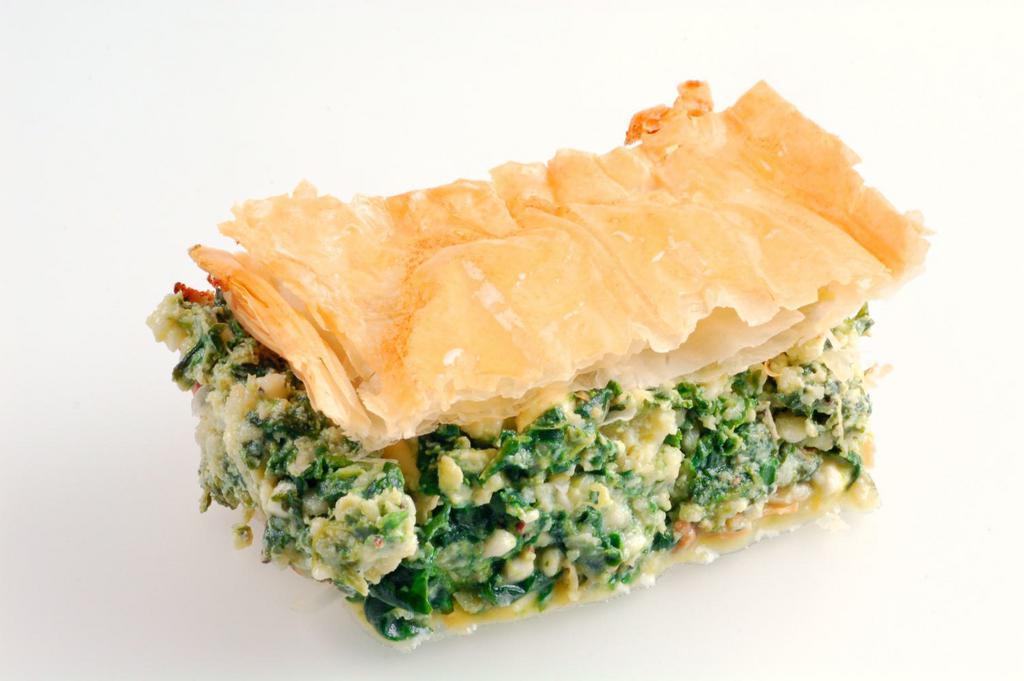 Spinach Pie (Spanakopita) · Spanakopita. 7 pieces. Greek souvlaki's favorites. An authentic rich pie with spinach, feta cheese, and herbs. Crusted with phyllo dough and baked to perfection.