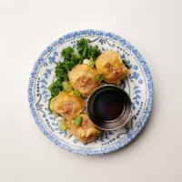 Thai Dumpling (4pcs) · The combination of pork and shrimp dumpling served with sweet and sour soy sauce.