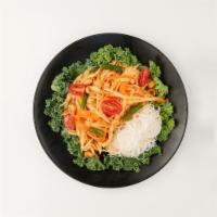 Papaya Salad · Mixed Fresh Green Papaya, Carrot, String Bean , Peanut ,cherry-tomatoes, With Spicy Thai Dre...