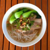 Pork Belly Soup · Choice of lamien noodles or rice noodles. Noodle soup served with bokchoy, onion and pork br...