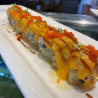 Dynamite Roll · Raw. Spicy lobster, crab, torched scallop on the top with special sauce. 
