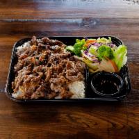 Beef Bulgogi Box · Includes white rice, drizzle of Joybox's teriyaki sauce and fresh salad.