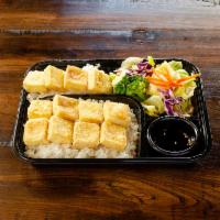 Tofu  Teri Box · Includes white rice, drizzle of Joybox's teriyaki sauce and fresh salad.