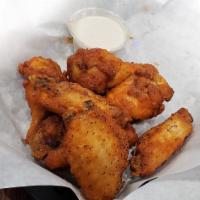 Wings, Wings, Wings! · Classic style buffalo wings, crispy even after tossed in sauce. Gluten free batter. Ranch an...