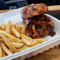 Barbecue Burger · 1/3 Lb hand formed patty, two slices cheddar, applewood smoked bacon, town's barbecue sauce,...