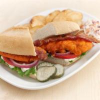 Buffalo Chicken Ringer  · Grilled or fried chicken breast tossed in our Buffalo hot sauce, topped with applewood-smoke...