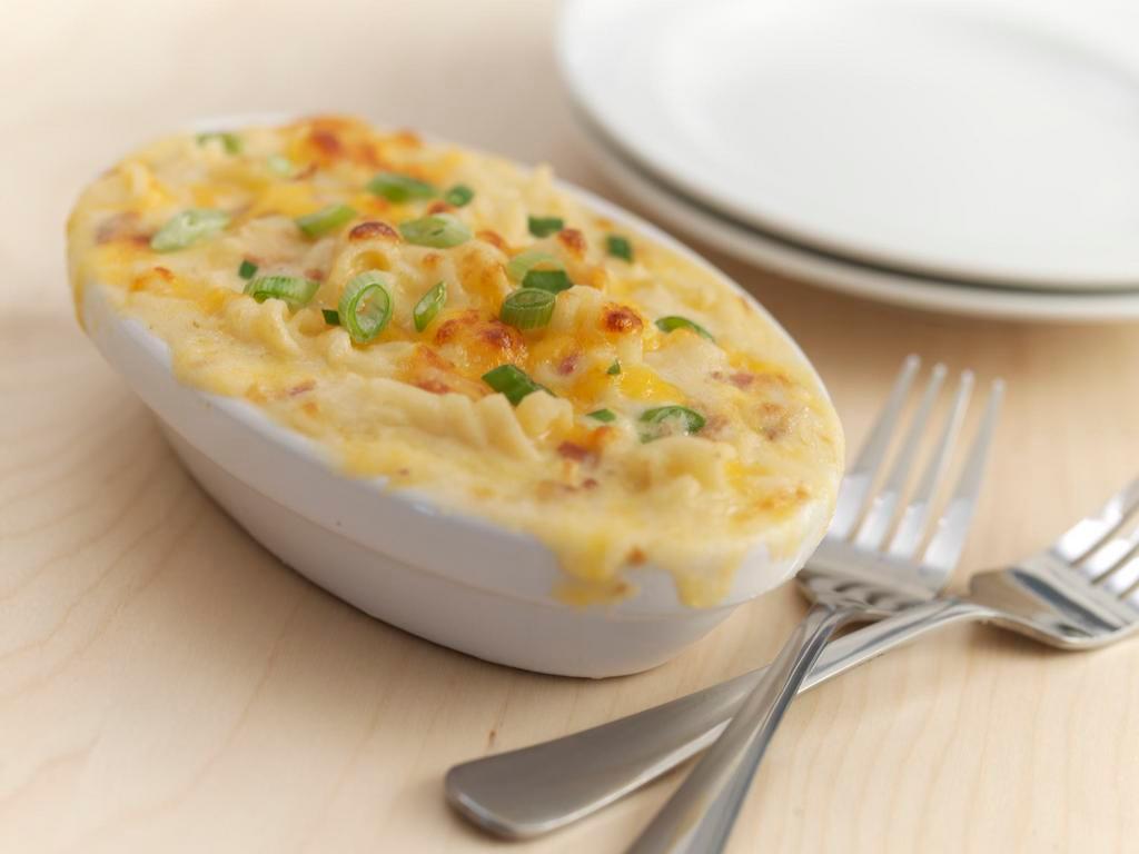Bacon Mac & Cheese · Our 3 cheese blend with bacon.