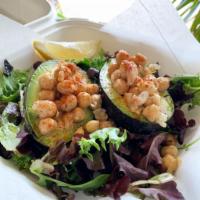 Chickpea Stuffed Avocado · A whole avocado filled with our house-made chickpea salad chickpeas marinated with onion, ol...