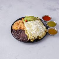 Enchiladas · 4 rolled tortillas with green or red sauce, rice and beans.
Mix enchiladas only up to  2 mea...