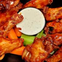 Wings · All wings served with carrots and celery with your choice of ranch or bleu cheese.