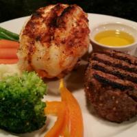 Surf and Turf · 8 oz. filet mignon with a lobster tail served with drawn butter.