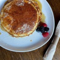 Pancakes · buttermilk pancakes served with maple syrup & butter