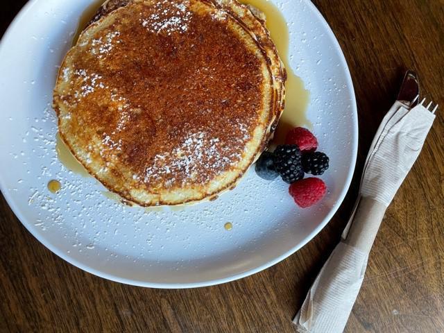 Pancakes · buttermilk pancakes served with maple syrup & butter