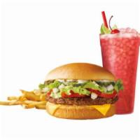 #1 SONIC® Cheeseburger Combo · Served with a side and a drink. What you see is what you get. Melty American cheese, crinkle...