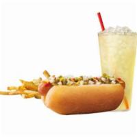 #6 All-American Hot Dog Combo · Served with a choice of side and a beverage. Take a bite out of Americana with SONIC's Premi...