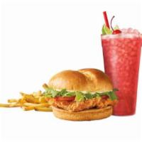 #10 Classic Crispy Chicken Sandwich Combo · Served with a choice of side and a beverage. Lightly seasoned and breaded 100% all white mea...