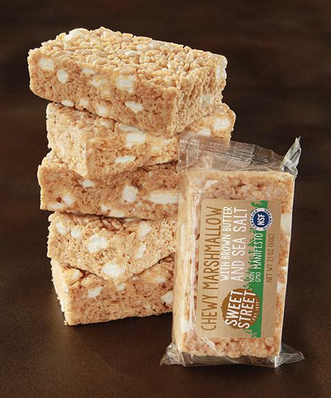 Gluten Free Marshmallow Bar · Chewy Marshmallow Bars with browned butter and seasalt. Certified gluten-free and free of GMO's and additives.