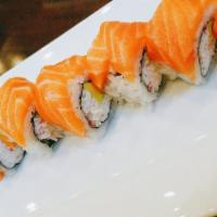 Alaska Roll · California roll with fresh salmon on top.