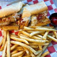 Ad-Rock Chicken Parmesan Sandwich · Hand-breaded Parmesan chicken covered with homemade marinara, topped with melted hand-grated...
