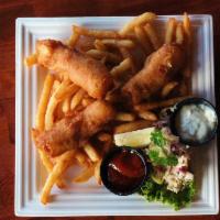 Fish and Chips · 2 filets of cod beer-battered in el hefe and deep fried. Served with seasoned fries, cocktai...