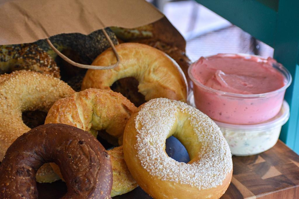 Baker's Dozen  · Thirteen bagels of your choice plus two 8oz tubs of cream cheese.
**Please specify if you would like bagels sliced