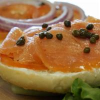 Nova Lox  · Smoked salmon with plain cream cheese, tomato, and red onion on a choice of toasted bagel.
*...
