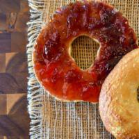 Bagel with Jam · Choice of a bagel, toasted and topped with a choice of jam.