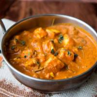 Paneer Makhani · Home made cheese, tomato, Fenugreek,  Includes serving of rice.
