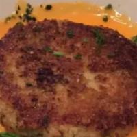 Crab Cake · Comes with roasted red bell pepper cream sauce.