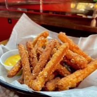 Pretzel Fries · Served with mustard special sauce.