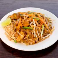 PAD THAI DINNER · A traditional Thai noodle dish, rice noodles stir-fried in a sweet, tangy sauce with bean sp...