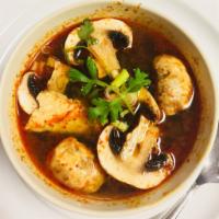 Hot and Sour Soup · The famous Thai hot and sour soup spiced with lemon grass, lime juice, chili, and mushrooms....